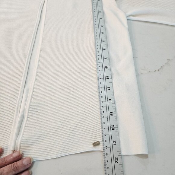 Ted Baker London Knit Cardigan Size Small Ribbed Open-Front White Ribbed Detail - Picture 9 of 9